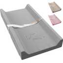 Vegan Leather Baby Changing Pad, Waterproof & Wipeable Soft Diaper Changing Mat 32" x 16.6" Comfortable Infant Changing Station for Dresser & Table (Gray)