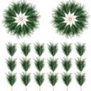 Alpurple 60 PCS Artificial Green Pine Needles Branches- Small Pine Twigs Stems Picks- Fake Greenery Pine Picks for Christmas Garland Wreath Embellishing and Home Holiday Garden Decoration