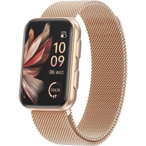 MorePro Health Fitness Tracker with Blood oxy-gen Monitor and 24/7 Heart Rate and Blood Pressure, Sleep Monitor, 120+ Sport Modes Waterproof Fitness Watch for Women Men Android iOS, Milanse Gold