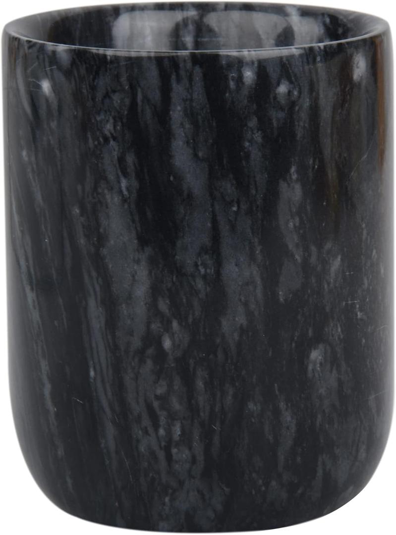 Toothbrush Holder,Handmade Marble Toothbrush Cup,Stone Toothbrush Organizer for Pen Holder,Makeup Brush Cup,Razor Holder,SPA Collection Tumbler First Choice for Home and Hotel(Black)