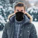2 Pack Winter Neck Warmers Face Mask for Men Women Fleece Neck Gaiter Mask Face Cover Balaclava Scarf (Black)