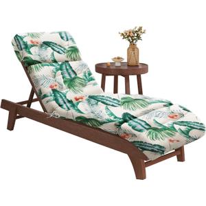 EverPine Outdoor Chaise Lounge Chair Cushion 74.4 x 22.8 x 4.7 Inch, Patio Lounge Chair Replacement Cushion with Ties, Thick Cotton Pool Recliner Cushion for Outdoor Furniture (Hawaii Style), Standard