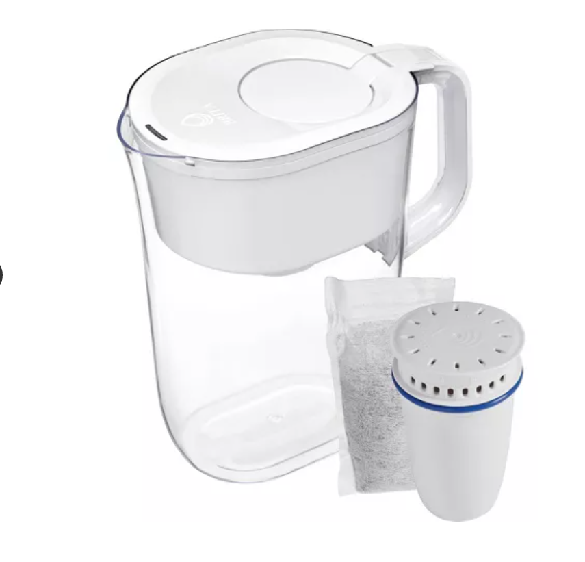 Brita 10-Cup Tahoe Water Pitcher Dispenser with Refillable Water Filter - White: Filters Chlorine