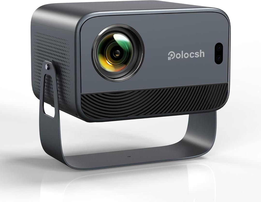 [Native 1080P & Official Licensed Apps] Polocsh 4K Projector with WIFI 6 and Bluetooth, 1000ANSI Smart Projector with Auto Keystone Protable Projectors Home Movie Outdoor Mini Proyector (Grey)