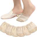 Toe Toppers No Show Liner Half Socks for Women Seamless Grip Non Slip Hidden Toe Covers for Mules 4/8 Pairs (One Size, 6 Pairs Nude)