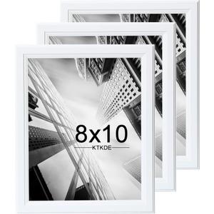 KTKDE 8x10 Picture Frame Set of 3,White Wooden frams, Vertical & Horizontal Wall Hanging for Wall or Tapletop Display,Studio Gallery Photo Frame for Photos, Posters & Art Prints