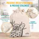 Nubliss 2-Pack Large, Reusable Organic Linen Bread Bags for Homemade Bread - BPA-Free Inner Plastic Lining - Durable Breads Storage - Sourdough Loaf Bags - Perfect for Sour dough Loaves & Baguettes (Off White)