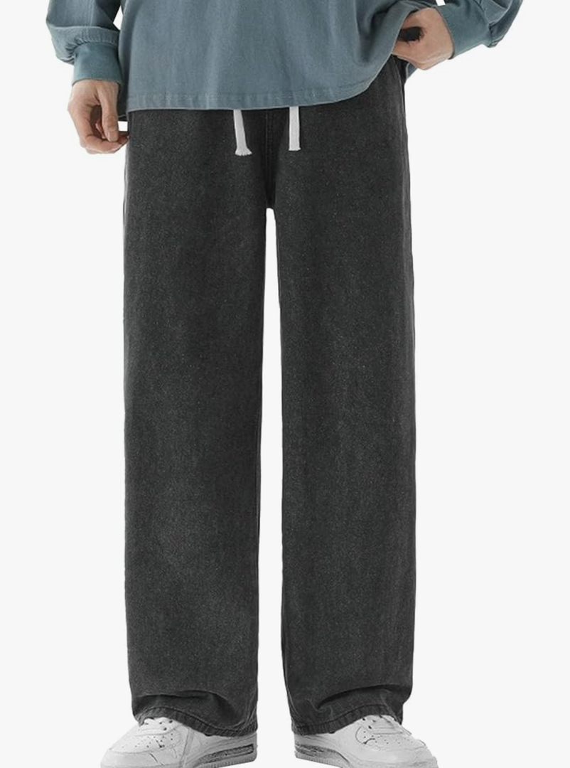 Men's Drawstring Elastic Waist Jean Regular Fit Lightweight Denim Pants Loose Straight with Pockets Men Jeans No Size Men's Drawstring Elastic Waist Jean Regular Fit Lightweight Denim Pants Loose Straight with Pockets Men Jeans No Size