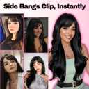 Short Side Bang Clip in 100% Real Human Hair | Reddish Brown Color Swoop French Bangs Fringe | Thick Straight Air Bangs Clip for Women Daily Use