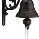 Blulu Outdoor Dinner Hanging Bell Cast Iron Wall Mounted Bell Large Heavy Duty Rustic Vintage Doorbell for Outside Front Door Garden Home Decor, Clear Sound(Classic Style)