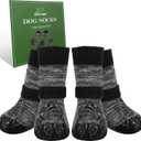 EXPAWLORER Dog Socks to Prevent Licking Paws with Grippers for Hardwood Floors Anti Slip, Traction Control Dog Shoes Booties Boots & Paw Protectors for Senior Dogs Cold Winter XL (Black Mixed)