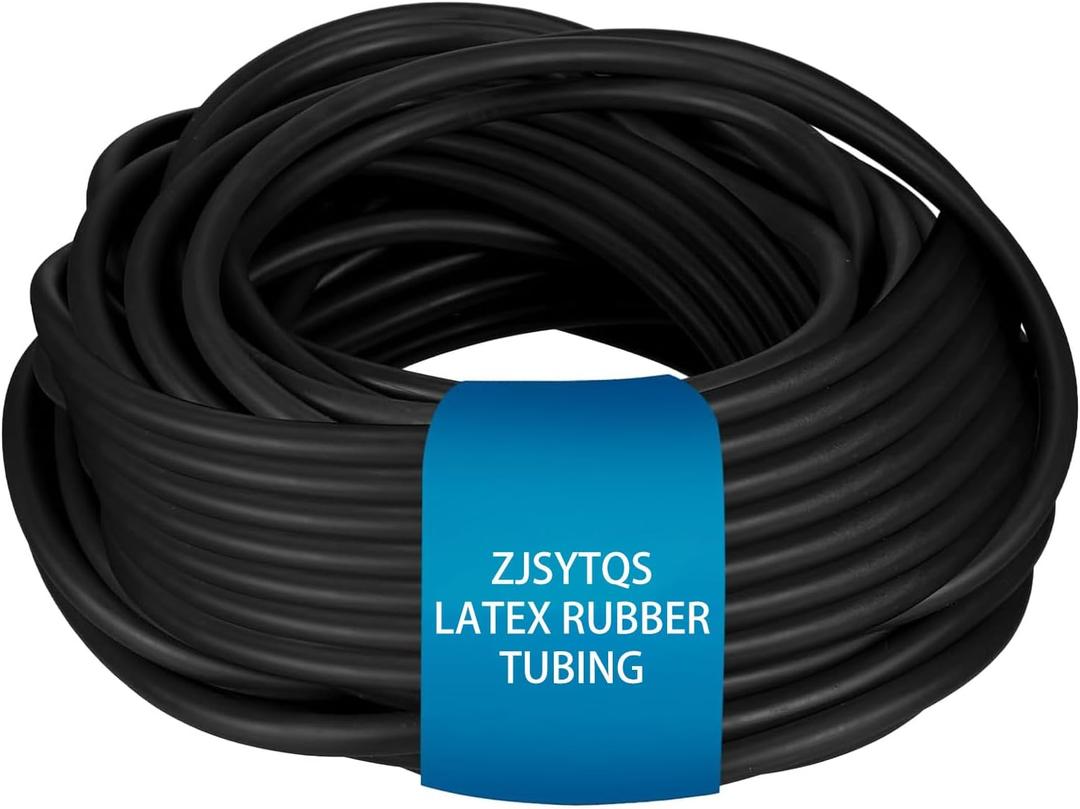 Natural Latex Rubber Tubing 1/4" (6mm) ID x 3/8" (9mm) OD Surgical Tubing Slingshot Bands Fitness Hose Tube (Black 10FT 50FT) (Black, 10FT)