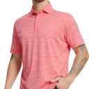 M MAELREG Golf Shirts for Men Dry Fit Short Sleeve Casual Performance Moisture Wicking Heather Pique Collared Polo Shirts (L)