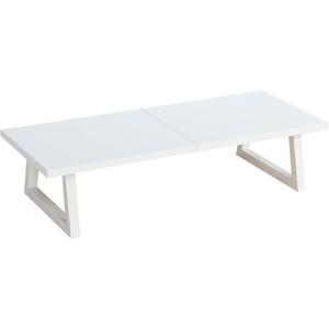 TEAMIX 24 inch Monitor Stand Riser, White Wood & Steel Computer Monitor Stand with Storage, Laptop, PC, Printer Stand Riser for Desktop Office Desk Organizers