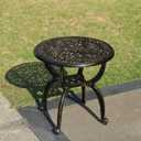 KAILI Outdoor Cast Aluminum Side Table Patio Side Table Backyard, Pool, Indoor, Easy Maintenance and Weather Resistant Coffee Table Porch Table Bistro Table (18.5round-Bronzed)