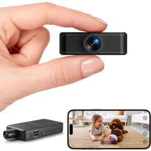 Mini Camera Wireless, 4K HD Nanny Cam, 10hr Continuous Recording WiFi Small Camera, FREE Cloud & SD Storage, No WiFi Needed Mini Camera, Motion Detection & Night Vision for Pet/Baby/Nanny Surveillance