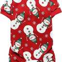 Lanyarco Snowman Pet Dog Christmas Pajamas PJS, Cute Cotton Snowflake Xmas Outfit for Medium Dogs, Red Large Back Length 19", Large