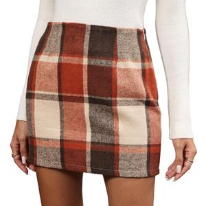 Womens Plaid Flannel Skirt High Waist Bodycon Wool Mini Skirts with Side Hidden Zipper Fall Winter Outfits (Medium, Ydl4)