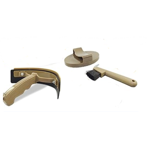 Pieces Horse Grooming Kit (Oval Massage Curry, Contoured Sweat Scraper, Hoof Pick with Brush)
