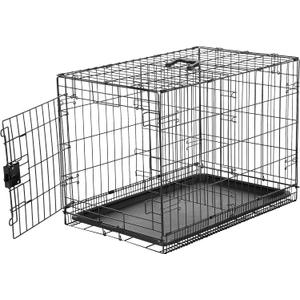 Amazon Basics Durable, Foldable Metal Wire Dog Crate with Tray, Single Door, 30 x 19 x 21 in, Black