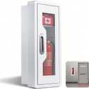 Steel Fire Extinguisher Cabinet, Magnetic Door with Acrylic Window Holds 2.5/5/10 LB Extinguisher & First Aid Kit, Semi-Recessed & Wall Mount Cabinet for Indoor/Outdoor (1PCS, White) (1, White), 9.92" W x 23.07" H x 6.61" D