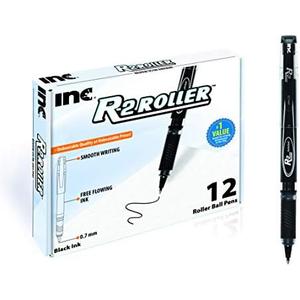 Inc. R2 Rollerball Pens - 0.7 mm Medium-Point Pen Set With Comfort Grip for School, Office, Writing, and Journaling, 5 Pack, Black Ink
