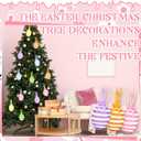 12 Pcs Easter Eggs Hanging Ornaments Cute Yarn Eggs Ornaments with Bow Easter Colorful Tree Decorations for Spring Party Home Decor Supplies