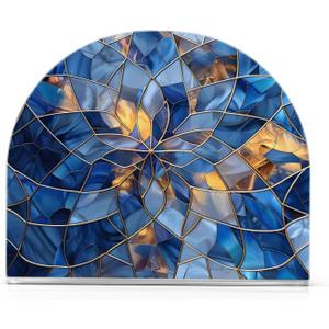 Stained Glass Blue Pattern Napkin Holder for Table Paper Napkins Holder Acrylic Tissue Dispenser Kitchen Dining Room Bathroom Party Car Decor (4.1x4.9x1.97in, NH041)