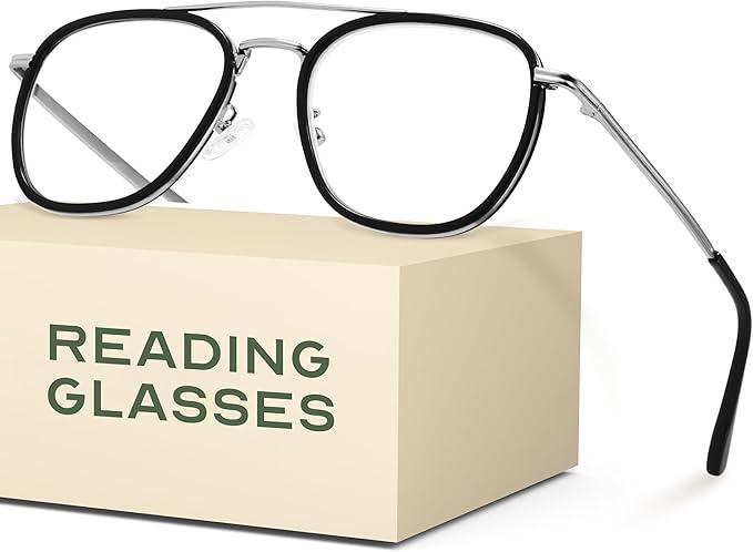 CCVOO Iconic Top Gun Aviator Reading Glasses  Premium Readers in Gold/Black  UV & Blue Light Blocking Lenses