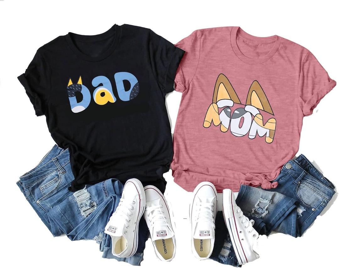JINTING Dog Mom Shirt Mom and Dad Shirts Couple Outfit T-Shirt Casual Letter Graphic Top Tees (XX-Large, Men-black)