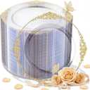 Morejoy 100 Pieces Gold Plastic Plates - Clear Gold Disposable Plates - 10.25inch Clear Plastic Dinner Plates With Gold Rim for Weddings & Parties & Shower