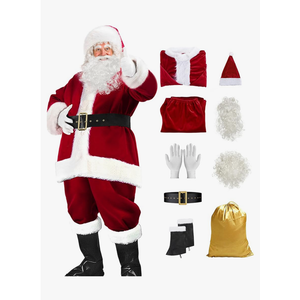 Santa Claus Costume for Men Women Adult - 9pc. Deluxe Costume Santa Suit Outfit
Size XL