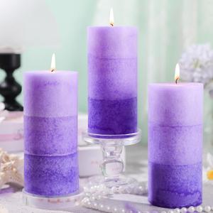 Lilac Scented Pillar Candles, 2.8x6 Inch Non-Toxic Purple Pillar Candle 210H Long Burning Smokeless Fragrance Candle Scented Candles for Home Decor Wedding, 3 Pack
