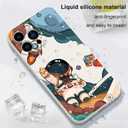 for iPhone 13 Pro Case Flower Butterfly Cute Astronaut Design Phone Cover Soft Microfiber Lining Slim Liquid Silicone Phone Case 13 Pro-Astronaut White