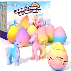 Coodoo Unicorn Hatching Rainbow Eggs for Kids - 6 Pack Unicorn Toys Craft Kits for Boys & Girls, Birthday Easter Basket Stuffers Crafts Gift for Kids 3+ Year Old - Girl Gifts for Ages 3 4 5 6 7 8