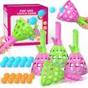 Pop Pass Catch Ball Game Set  4 Launchers, 20 Balls, Toss and Catch Outdoor Toys for Kids Ages 3-8, Indoor Yard Beach Pool Game, Party Favor for Kids Adults