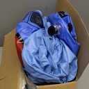 Blow up Inflatable Toddler Travel Bed with Sides, Toddler Air Mattress for Camping, Traveling, Hotel, or Home Use,Avocado Plush Toy Included (Snuggle Luxe, Blue)