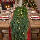 2PSC 9ft Artificial Christmas Garland with Lights, Real Touch Norfolk Pine Garland Green Christmas Garland for Mantle, Table, Fireplace, Indoor, Outdoor Christmas Decorations