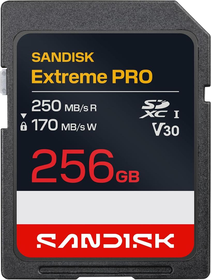 SANDISK 256GB Extreme PRO SD UHS-I Card - Up to 250MB/s Read Speed and 170MB/s Write Speed, 4K UHD, Full HD, U3, and V30 - SDSDXXJ-256G-GSCIN