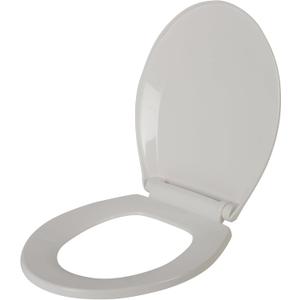 Bath Bliss Deluxe Plastic Beveled Round Toilet Seat in White