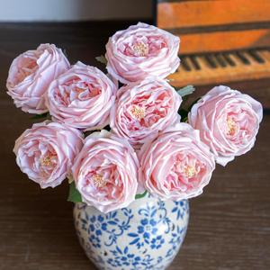 Fake Flowers for Decoration Home Decor Real Touch Artificial Flowers Austin Rose Peony Latex Fake Flower Living Room Decoration Vivid Pink Roses Peonies (Light Pink 4pcs)
