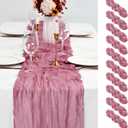 Dusty Rose Table Runner 10Ft Cheesecloth Table Runner Boho Gauze Table Runners Romantic Long Sheer Fabric Cheese Cloth Table Runners for Wedding Party Bridal Shower(Dusty Rose)