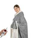 COZYTY Heated Blanket Wearable Shaw - Electric Wrap Poncho Heated Throw Blanket with Hand Pockets, 50 * 64", 6 Heating Levels & 1-4H Timer, Ideal for Family, Light Grey