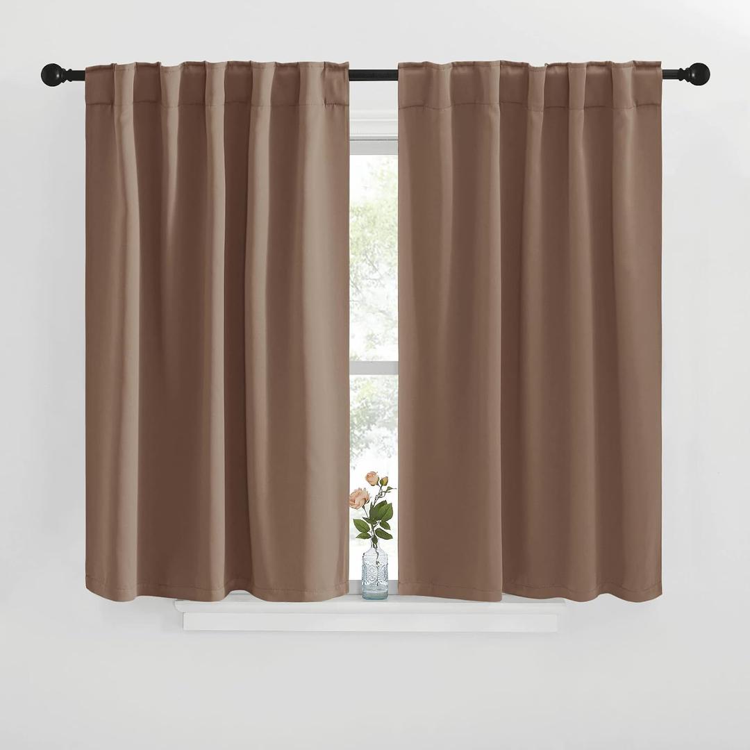 NICETOWN Blackout Curtain Panels for Living Room - (Cappuccino Color) 29x30 inch, 2 Panels Set, Room Darkening Blackout Drapes for Window
