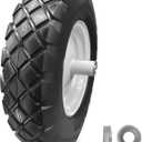 16" Flat Free Solid PU Tire and Wheel, 4.80/4.00-8 PU Airless Tires with 5/8" and 2 Pcs 3/4 Bearings, 6" Centered Hub for Hand Truck/Utility Cart/Dollies/Various Carts, 1 Pc(440 Lb Load)