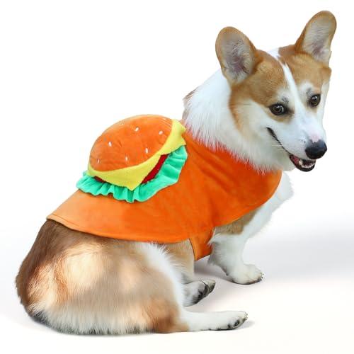 Huhumy Halloween Dog Costume for Medium-Large Dog Funny Hamburger Costume Clothes Pet Fast Food Outfit for Cosplay Dress up Party Supplies Medium