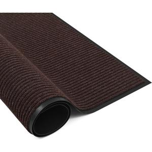 Heavy Duty Large Door Mat, 35" x 60" Indoor Outdoor Rubber Rug, Low Profile Doormat, Non Slip Waterproof Rubber Back, Utility Rugs for Entryway Patio Porch Garage (Brown)