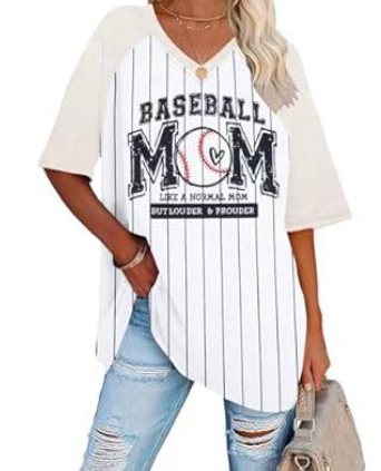 Baseball Mom Shirt Woman Baseball Game Day Shirts Baseball Season Tee Casual Sleeve Tops Beige Small
