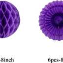 Wall Decoration Hanging Paper Fans Honeycomb Balls 10 Pieces 8" Tissue Paper Pom Poms Flower Balls for Birthday Wedding Party Baby Shower (10 Pieces 8", Purple Mix Set)