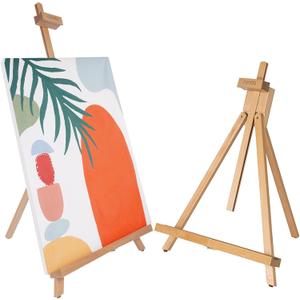 conda 31-1/2 inch A-Frame Easel, Adjustable Beechwood Tripod Display Stand, Holds Up to 27" Canvas, Portable Table Desktop Painting Picture Holder
